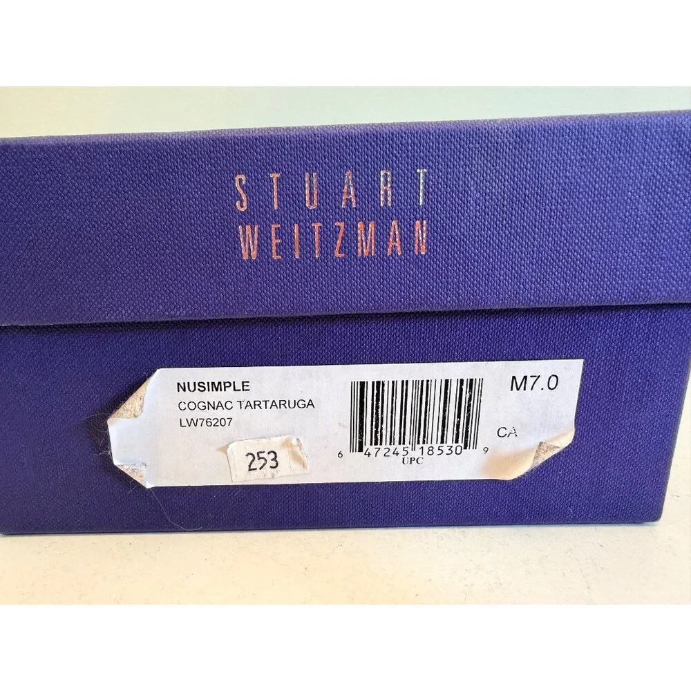 Stuart Weitzman Nusimple Cognac Tartaruga Patent Leather Wedge Shoes 7M With Box - Picture 5 of 16